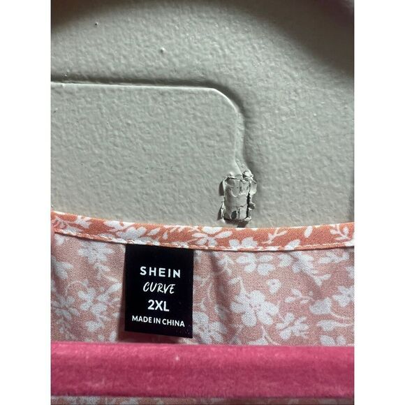 Shein Curve Orange Floral Blouse Woman’s Size 2XL - Picture 4 of 5
